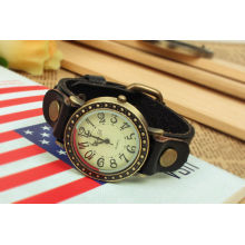 Pulseiras de couro preto relógio pulseira de couro grossista impermeável KSQN-09